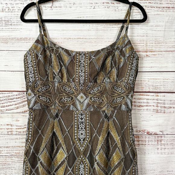BCBGMAXAZRIA Alese Geometric Metallic Lace Cocktail Dress, EUC, Size 8 MSRP $448 - Picture 8 of 13